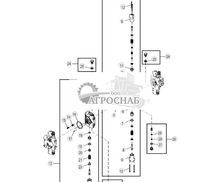 Секции подъема и наклона клапана управления, механизированный поворотный отвал (PAT) - ST822622 257.jpg